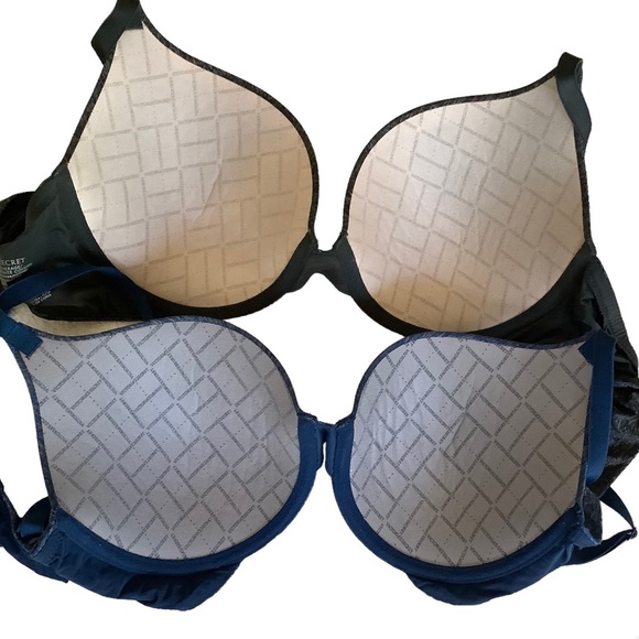 SOLD 2 Victorias Secret Padded Perfect Coverage bras 34D blue and black - Picture 2 of 8